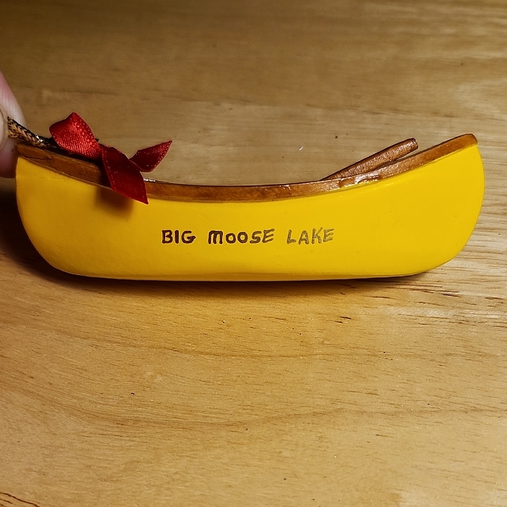Big Moose Lake Yellow Canoe Ornament